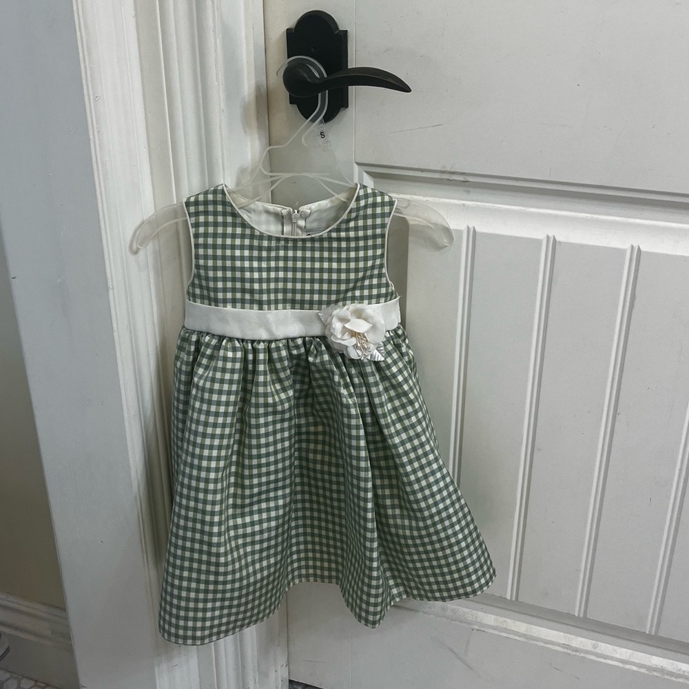 Good Lad of Philadelphia Green Checkered Dress with White Trim